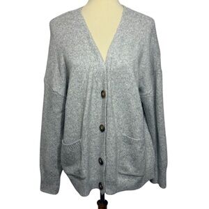 Primark Women’s Size XL Gray V-Neck Cardigan Sweater with Ribbed Cuffs